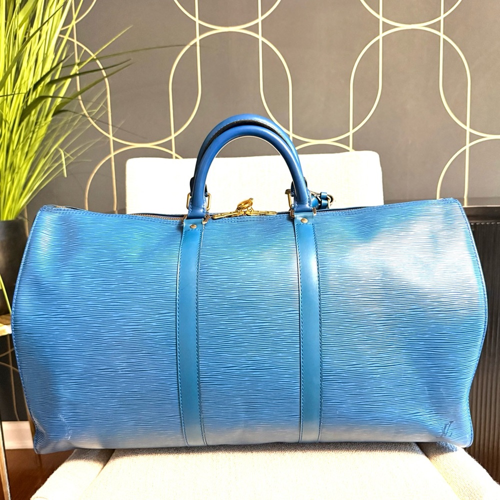 Louis Vuitton authentic Keepall 50 travel bag blue Epi leather unisex - Picture 3 of 16